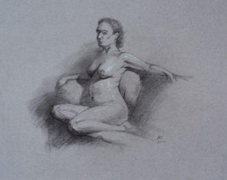 Stratton - Female Seated - Carbon Pencil - 11in x 14in